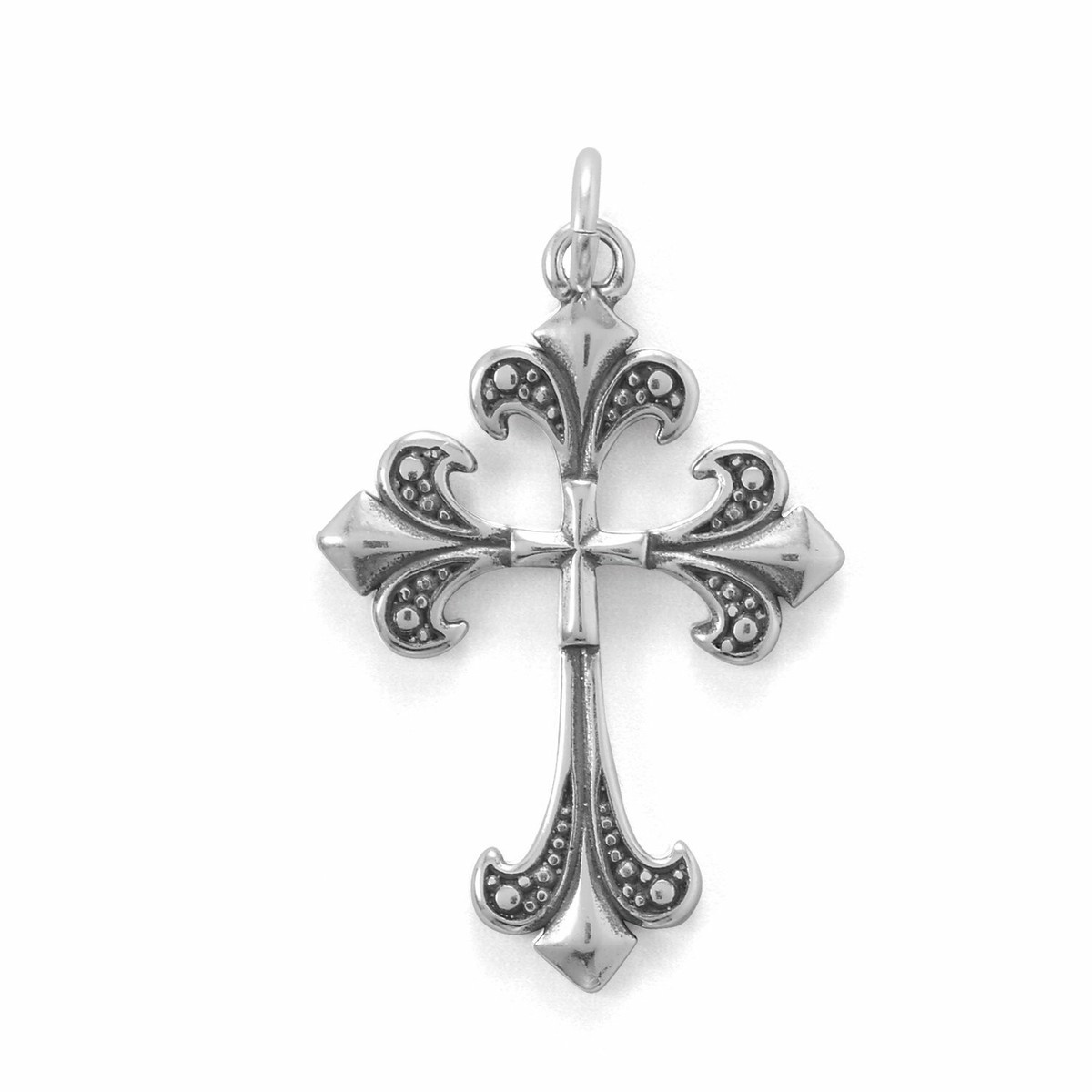 Oxidized Fleur-De-Lis Cross Pendant 925 Sterling Silver | eBay