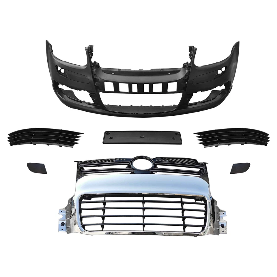 Front Bumper Cover With Grille Fits 2003-2008 Volkswagen Golf 5 VW MK5 R32 Style - Image 2 of 4