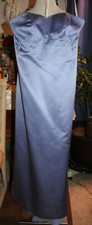 Davids Bridal cornflower blue satin formal bridesmaids wedding long dress 12