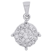 "10K WeißGold Original Rund Diamant 4 Zacken Cluster AnhäNger 0.70 \" 1/2 Karat"