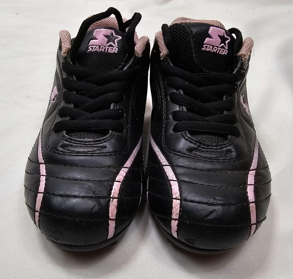 Botines de fútbol para niñas jóvenes rosa y negro talla 12 Foto 4 de 4