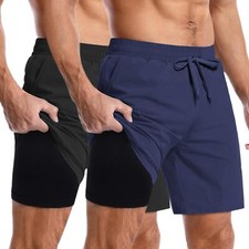 Men's 2 in 1 Running Shorts 2 Pack Athletic Shorts Quick Dry Lightweight Gym ...