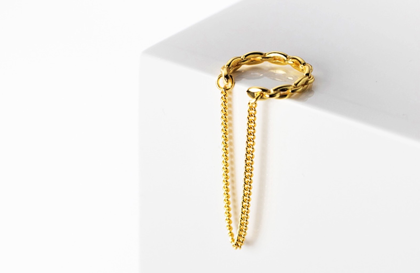 Brazalete de oreja trenzado dorado, brazalete de oreja trenzado plateado, brazalete de oreja de eslabón de cadena colgante