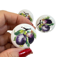 CABINET KNOBS 4 Drawer Knobs PURPLE PLUMS Design Vintage Style Knobs