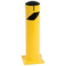 24" x 5-1/2" Steel Bollard With Removable Plastic Cap  Chain Slots Existing