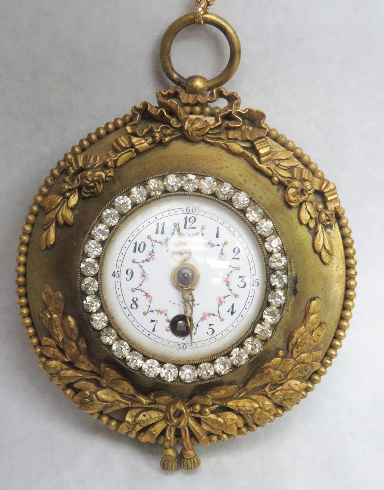 WONDERFUL 19 th CENTURY TIFFANY & CO NY GOLD GILT BRONZE KEY WIND 4 " WALL CLOCK image