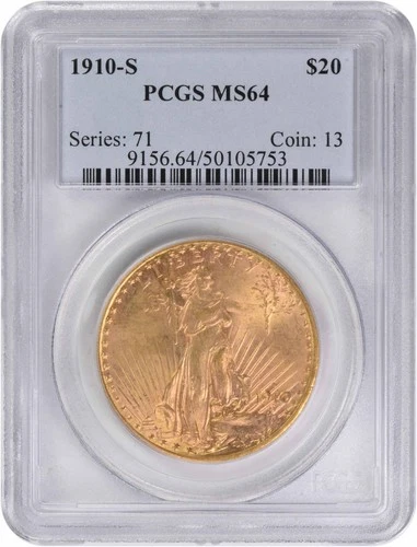 1910-S $20 Gold St. Gaudens MS64 PCGS