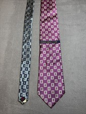 Tommy Hilfiger Mens Neck Tie Silk Purple Geometric Squares NWT