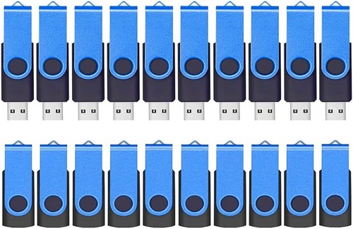ABLAZE Flash Drives 2GB 20 Pack, USB 2.0 Thumb Drive Bulk with Lanyards, Blue