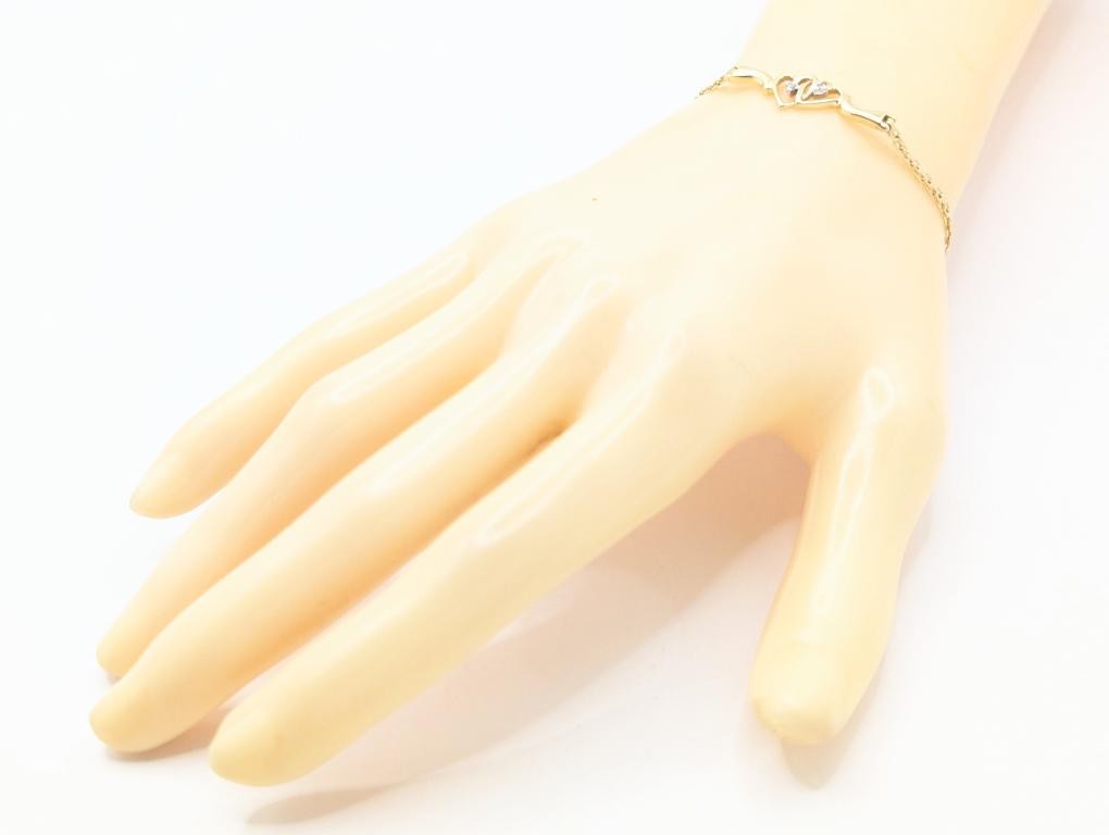 14K Solid Yellow Gold 2.7g Two Interlocking Heart… - image 2