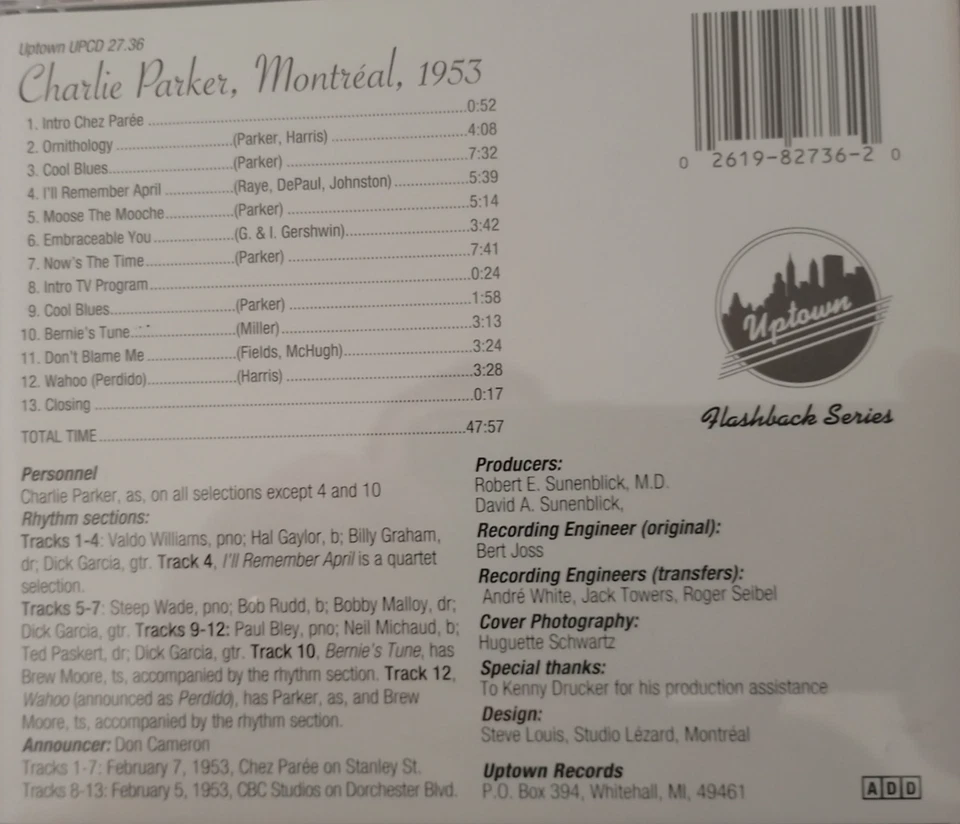 Charlie Parker - Montreal 1953 - CD - Rare! Foto 2 de 2
