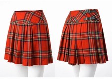 Dark Red Vtg Wool Plaid Kilt Skirt J.KA Euro 48 Punk Gothic Scottish Unisex