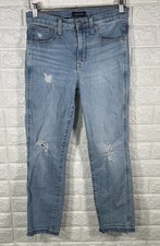 J Crew Womens Jeans Size 27 Vintage Straight Raw Hem Light Wash Denim Distressed