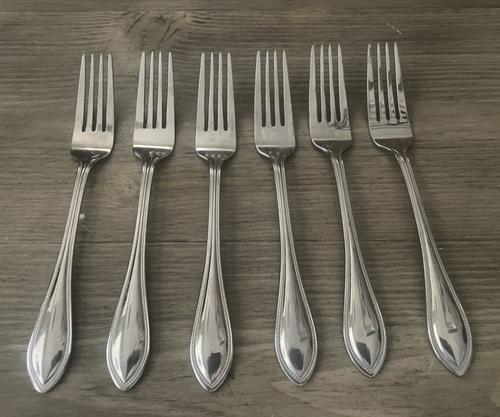 RSVP Stainless RXV5 Beaded Edge 6 Dinner Forks 18/10 Glossy - Picture 3 of 4