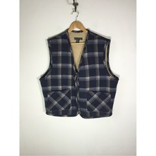 Banana Republic Vintage Mens Plaid Wool Blend Sherpa Vest Size Large