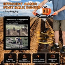 52CC 2-Stroke Borer Gasoline Engine Earth Ground Fence Hole Drill Auger 1700W