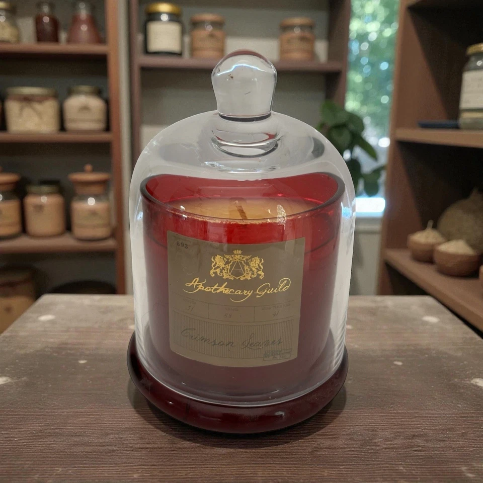 NUEVO tarro de vela perfumada del gremio de boticarios con cúpula de vidrio HOJAS CARMESÍ - 3,1 oz Foto 3 de 4