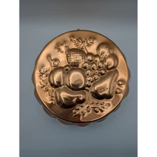 Vintage Copper Jelly Mold Fruit Bunch Mold Round Fluted Dessert Pastry Pan