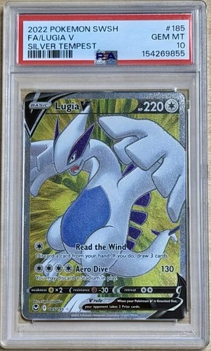 2022 Pokemon SWSH Silver Tempest Lugia V # 185/195 - PSA 10 Gem 💎 Mint