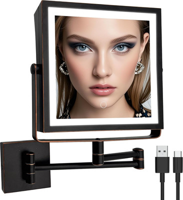 Rechargeable Wall Mounted Makeup Mirror with Lights, Double Sided 1X/10X Magnify