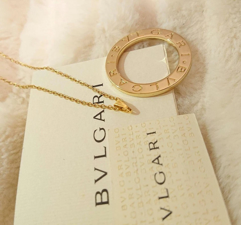 BVLGARI Oro Logo Anillo Dije Collar Colgante con Cadena Auténtico Sin Usar Foto 2 de 4