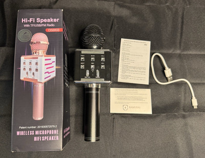 Handheld KTV DS868 Wireless Microphone HIFI Speaker BLACK TF/USB/Radio Open Box
