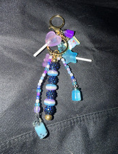 Blue Purple Gold Beaded Candy Kawaii Star Key Chain Keyring for Women homemade