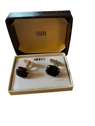 Swank Ruby Red Lucite Cuff Links Circa 1940s Old Stock In Original Box - Picture 4 of 6