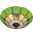 12" Vintage Tiffany Style Stained Glass Flower Ceiling Light Fixture