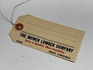 Mower Lumber Cass WV West Virginia Logging Railroad Mill Pocahontas County Tag