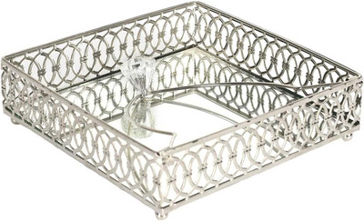 Silver Metal Tray for Decoration and Storage Bathroom Kitchen