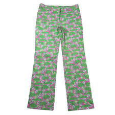 Vintage Lilly Pulitzer Pants Womens 2 Hippopotamus All Over Print Crop Preppy