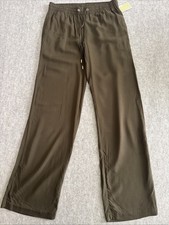 Michael Kors Drawstring Wide Leg Resort Pants Dark Green Womens 2 New