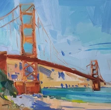 Golden Gate Bridge San Francisco 16" Art PRINT Painting by Artist Jose Trujillo