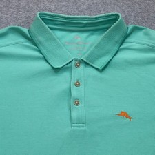 Tommy Bahama Polo Shirt Men's Large Green Emfielder Golf Outdoor Supima Fishing