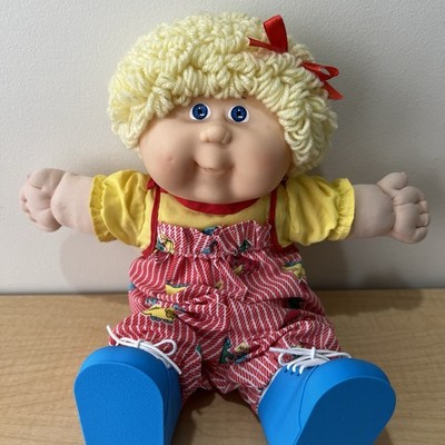 1987 Cabbage Patch Kids TODDLER Blonde Girl Green Eyes Doll CPK Dinosaur Romper