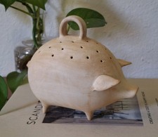 Folk Art Ceramic Pottery Hors D'oeuvre Appetizer Holder Signed JMD