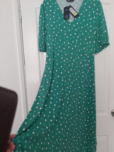 M&s Collection Green Polka Dot Spot Dress Size 16 Brand New - Picture 7 of 10