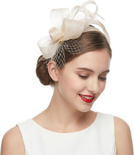 Fascinators Hats for Women,Feather Mesh Tea Party Hat for Cocktail,