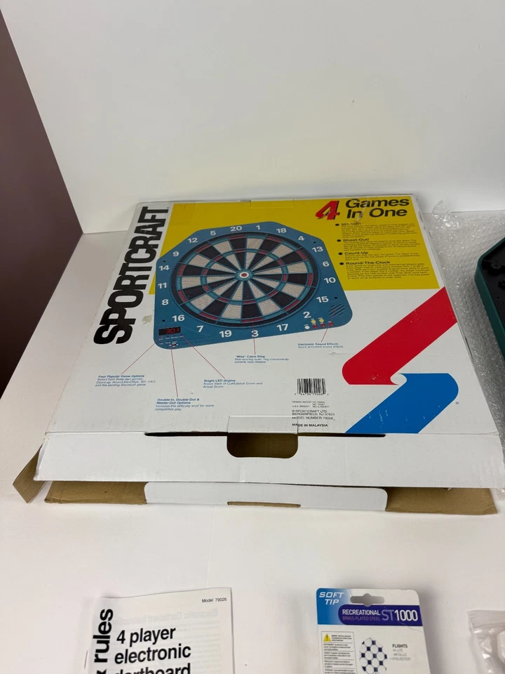 Tablero de dardos electrónico Sportcraft de colección 4 juegos, dardos adicionales incluidos nuevo en caja # 79026 Foto 2 de 4