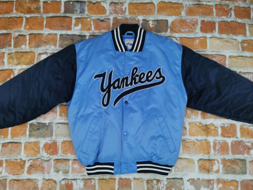 Majestic Vintage New York YANKEES Baseball Bomber USA Jacket Blue Gr: L Tip Top - Picture 1 of 11