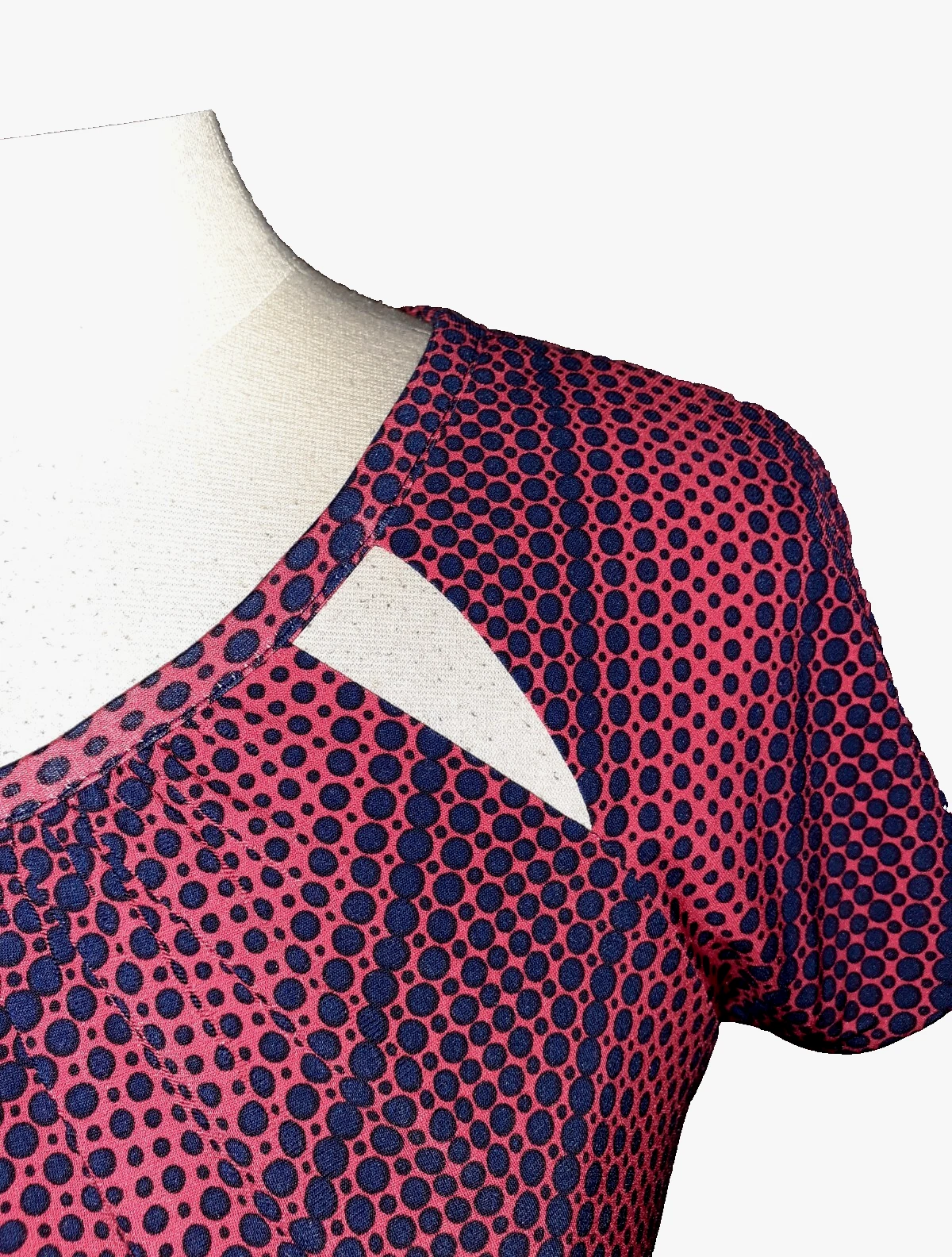 Abito MICHAEL KORS taglia L linea A rosso blu cappuccio manica strtech maglia lunghezza ginocchio