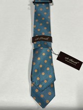 Mens St Patrick Blue Orange Polka Dot Tie With Matching Pocket Square NEW