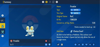 Pokemon Scarlet & Violet 6IV Shiny Froakie Max EVs