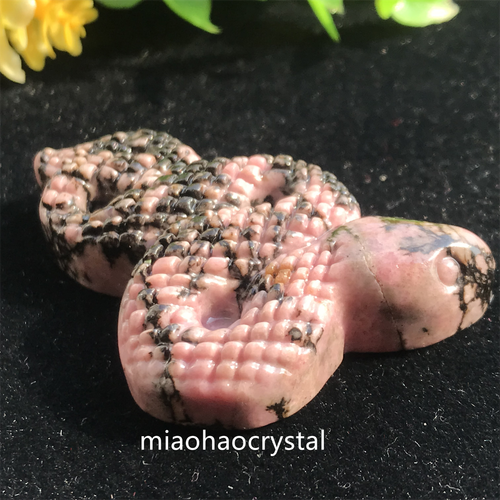 Cuarzo de jaspe rodonita natural de 2" tallado a mano cristal serpiente Reiki curación. 2 piezas - Imagen 4 de 12