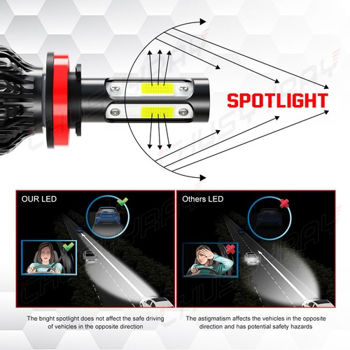For Tahoe 2007-2014 - 2x H11 6000K White LED Headlight Bulbs Low Beam Kit - Picture 4 of 14