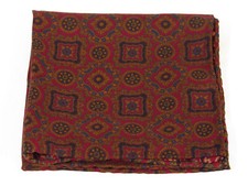 Carrot  Gibbs Dark Burgundy Geometric Print Natural Fiber Handkerchief