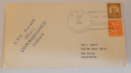USS Russell (DD 414) first day postal service January 4 1940