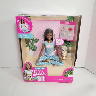 Barbie Doll Breathe With Me Guided Meditation Lights Up Sounds Yoga BOX DAMAGE