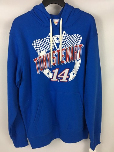 NWT NASCAR TONY STEWART Blue Pull-Over Hoodie Fleece Hooded Sweatshirt Men's Lg. - Picture 2 of 7